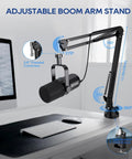 Dynamic USB XLR Podcast Microphone With Boom Arm For Vocal Recording Voice Over And Streaming Studio Metal Mic
