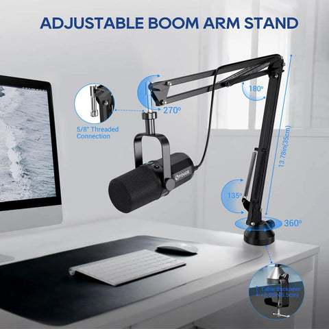 Dynamic USB XLR Podcast Microphone With Boom Arm For Vocal Recording Voice Over And Streaming Studio Metal Mic