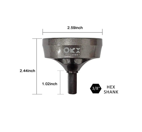 Deburring External Chamfer Tool With Tungsten Blade For Power Drill Fast Burr Removal Fits 1-3/8 To 2-1/8 Inches Side View