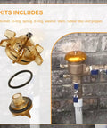 Image showing Bonnet And Poppet Repair Kit For 765 Pressure Vacuum Breaker Backflow Preventer One Half To Three Quarter Inch Easy Fix and installed on pipe.
