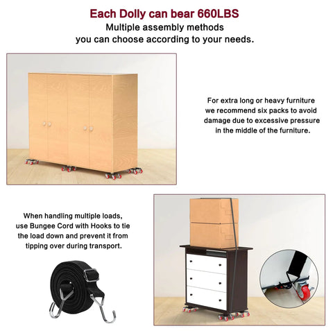 Heavy Duty Furniture Dolly With Five Wheels Up To 3300 Lbs Load Capacity For Easy Moving And Storage Premium Carbon Steel Construction Four Pack Tool Set For Home Or Office Moving And Storage Solutions with cabinets and boxes setup