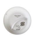 Carbon Monoxide Detector With Hardwired Alarm And Battery Backup, Electrochemical Sensor, Model CO5120BN White, 120 Volt Home Safety Alarm For Fast CO Detection And Peace Of Mind, top view.