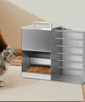 Top Notch Bunny Hopper And Premium Hay Holder For Indoor Cages Featuring Leak Proof Storage And Effortless Scrub Down Routine That Keeps Your Little Guys Properly Fed Without Any Fuss, stainless steel, five-liter capacity, organized feeding.