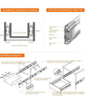 Installation diagram of Hydraulic Damping Wardrobe Drawer Slides With Guide Rail For Ultra Quiet Soft Close Three Section Glide Heavy Duty Cold Rolled Steel Hardware For Wardrobe Drawers 16 Inches 40CM