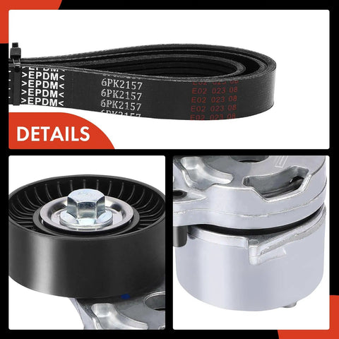 Engine Serpentine Belt Drive Kit for Subaru Impreza 2012 2014 and XV Crosstrek 2013 2014 2.0L with belt tensioner detail