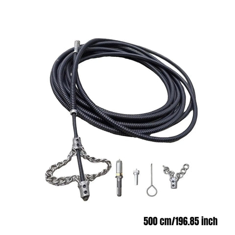 Heavy Duty Flexible Chain Knocker Drain Snake Auger With Solid Steel Core, 500 cm length, designed for efficient pipe blockage removal.