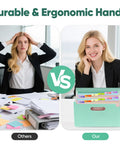 Comparison of disorganized paperwork vs. neat storage using Slick 13 Pocket Accordion Expanding File Folder Crafted From Eco Friendly Wheat Straw Bpa Free Document Organizer.