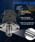 Drop-In Hydraulic Motor Replacement For Eaton Char-Lynn 2000 Series Gerotor showing shaft type and dimensions