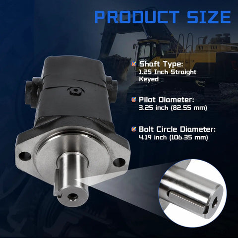 Drop-In Hydraulic Motor Replacement For Eaton Char-Lynn 2000 Series Gerotor showing shaft type and dimensions