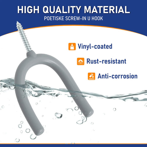 Heavy Duty Screw In U Utility Hooks Wall Mount Garage Storage Organizer Set 16 Pack Vinyl Coated Hangers For Shovels Brooms Tools