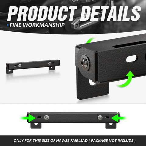Flip Up Winch License Plate Frame For 10 Inch Hawse Fairlead Universal Front Bracket Relocation Mount Bumper Winch Roller Easy Install Fits Most Pickup Trucks Off Road SUVs And Jeeps, black steel