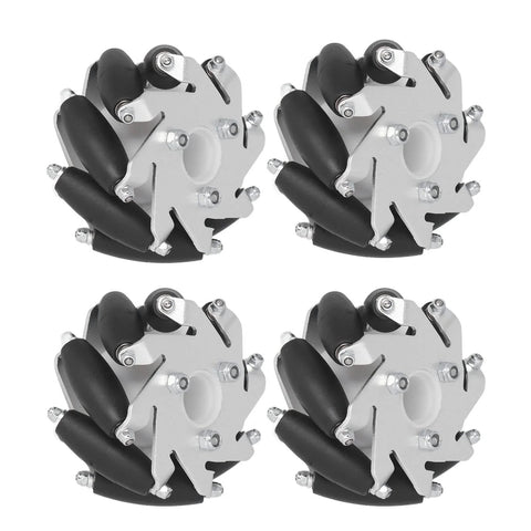 4-pack 60mm omni-directional robot wheels with aluminum alloy hubs and 8 rubber rollers, 10kg load for DIY robotics