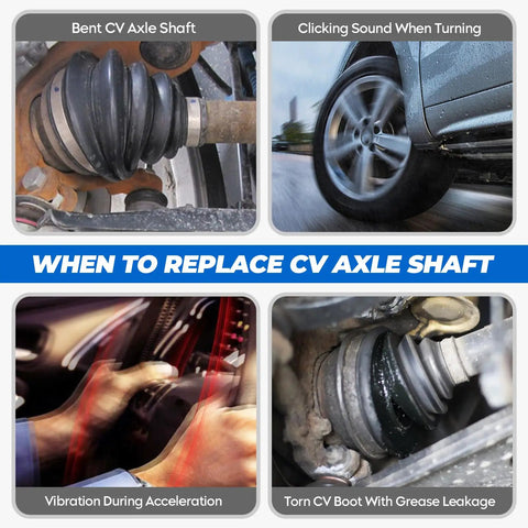 Nissan Altima 2.5L Front Left And Right CV Axle Shaft Assembly For 2007 To 2013 Auto CVT Trans Also Fits Nissan Rogue 2008 To 2013 FWD And Rogue Select 2014 To 2015 FWD Durable Parts Built To Last, torn CV boot with grease leakage