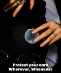 High Fidelity Earplugs 19dB Noise Reduction For Musicians And Showgoers Large Fit in protective case held by hands