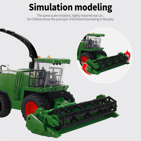 Remote Control One Twenty Four Scale Combine Harvester With Four Wheel Drive And Six Channel System Ultra Realistic Farm Tractor