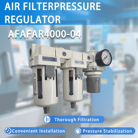 Half Inch NPT Air Filter Regulator Combo With Water And Oil Trap Separator And Air Dryer System, 0 To 150 Psi Pressure Gauge