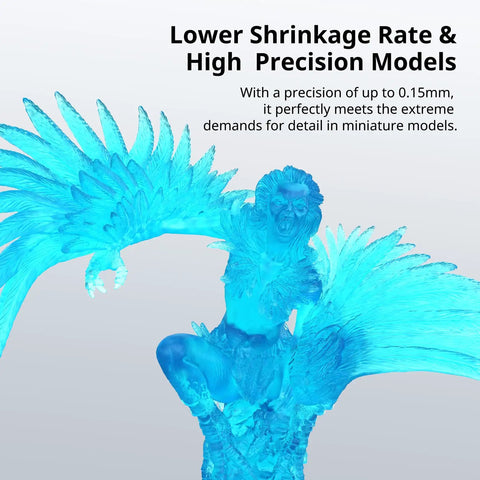 Water Washable 3D Printer Resin 405Nm High Precision Photopolymer Clear Blue 1 Kilogram Low Shrinkage Formula Super Easy Cleanup Goes Down Real Smooth For 4K 8K 12K LCD DLP Printers Top Shelf Material