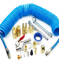Ultimate 22-Piece All-In-One Pro-Grade Air Compressor Accessories Kit With 25-Foot Hose and various fittings displayed