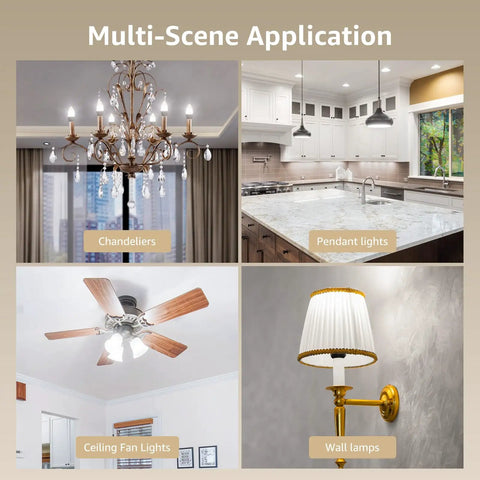 Bright 5.5W LED B11 Candelabra Bulbs 5000K Daylight White Not Dimmable 40W Equivalent in chandeliers and ceiling fans