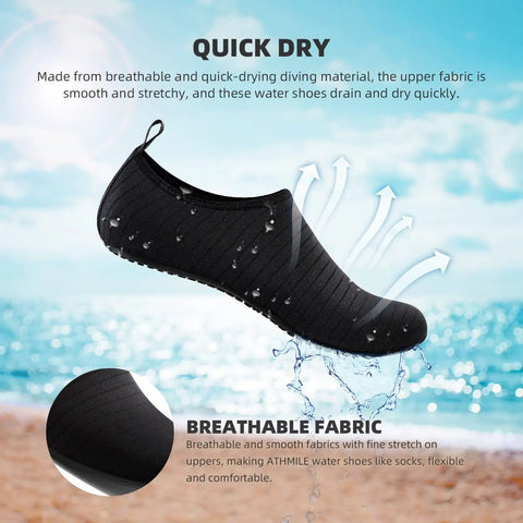 Unisex Water Socks For Beach, Kayak, Pool And Travel, Quick-Dry Breathable Fabric With Cushioned Insole For All Day Comfort.