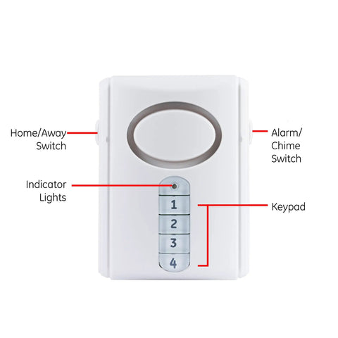 Wireless Alarm With Programmable Keypad For Home Security Four Digit Code To Arm Or Disarm Door Open Alert With Chime Delay Feature For Easy Entry Simple Plug In Install No Brainer For Apartments And Small Homes