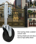 5 Inch Spring Loaded Rubber Door Wheel Caster Built Like A Tank For Zero Hassle Rolling On Rough Outdoors Heavy Duty Universal Gate Roller with spring wheel and non-slip tread.