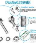 25 Pack M6 Flanged Hex Head Bolts Kit With M6 1 Pitch 16mm Screws Nuts Flat And Spring Lock Washers 304 Stainless Steel Metric
