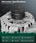 Beefed-Up 12V 110Amp Alternator for Nissan Altima, Sentra, Rogue with 3 Pin Plug and 6 Groove Clutch Pulley CW Rotation Replacement