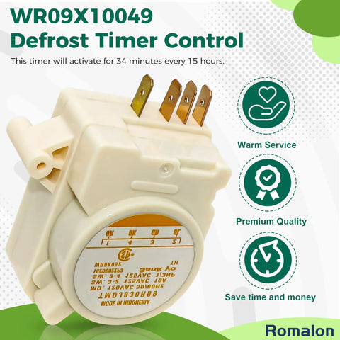 Defrost Timer Replacement Part WR09X10049 For GE Hotpoint Refrigerators Fits WR09X0278 SWR9X412 SWR9X413 SC952 shown