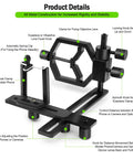 Deluxe Metal Telescope Mount All In One Phone And Camera Universal Adapter showing parts and adjustment features for optics support.