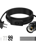 Top Notch Black Pendant Light Cord 10 FT With E26 E27 Bulb Socket And Right Angle Plug Slick Flat Braided Extension Cable with switch