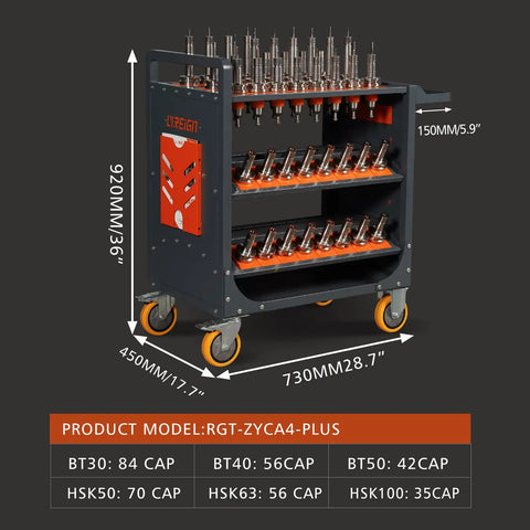 Rock Solid Cnc Tool Trolley With Smooth As Butter Rolling Casters And Slick Abs Buffer Trays For Foolproof Tool Holder Organization built for serious shop floors, dimensions and tool capacity displayed.