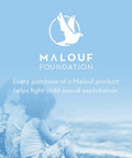 Malouf Foundation logo with message about supporting the fight against child sexual exploitation.