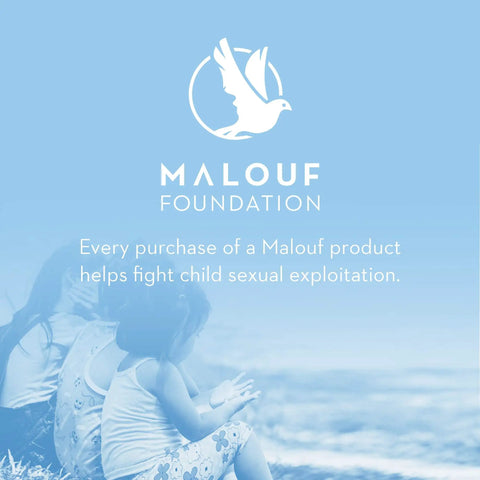 Malouf Foundation logo with message about supporting the fight against child sexual exploitation.