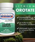 Lithium Orotate 120 Mg Dietary Supplement, 200 Tablets Pack Of 2, Essential Mineral For A Healthy Body, Daily Dose For Mood Boost And Brain Wellness, Hans Nieper Inspired bottle with label details.