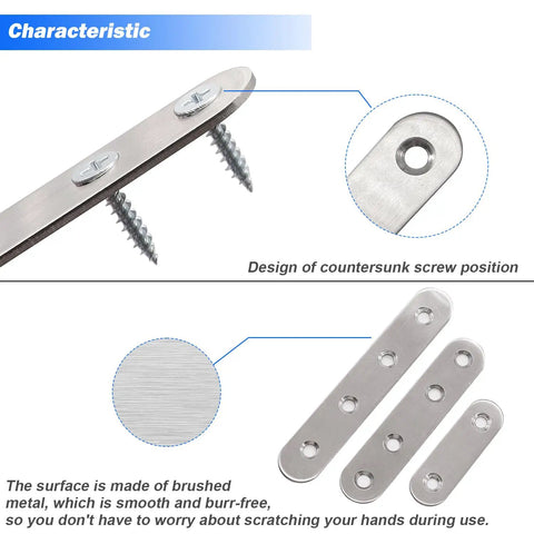 28 Piece Dang Solid Stainless Steel Flat Corner Brackets For Wood And Carpentry, No Sweat Corrosion Resistant Metal Straps with countersunk screw design.