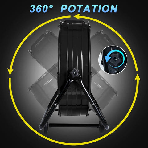 24 Inch Industrial Floor Fan High Velocity Drum Fan Delivers 8900 CFM With Three Speeds Portable Beastly Heavy Duty Air Cooling For Warehouse, Workshop, Factory, Commercial, Residential And Greenhouse Black showcasing 360-degree rotation feature.