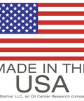 American flag with text 'Made in the USA by Balmar LLC, an Oil Center Research company'