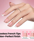 Close-up of manicured hand with French Manicure Nail Art Stickers 30 Sheets With 3 Design Options Self Adhesive Nail Tips Guides