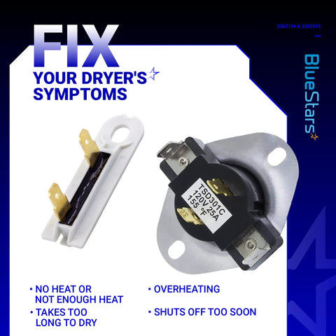 Dryer Cycling Thermostat And Thermal Fuse Kit Fits Whirlpool And Kenmore Replaces PS11741405 3387139 80005 694511