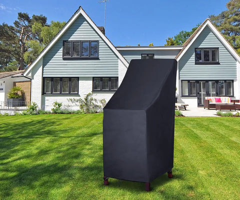 600D Heavy Duty Waterproof Stackable Patio Chair Covers For 4 To 6 High Back Chairs, 27 Inch Wide By 27 Inch Deep By 49 Inch Tall