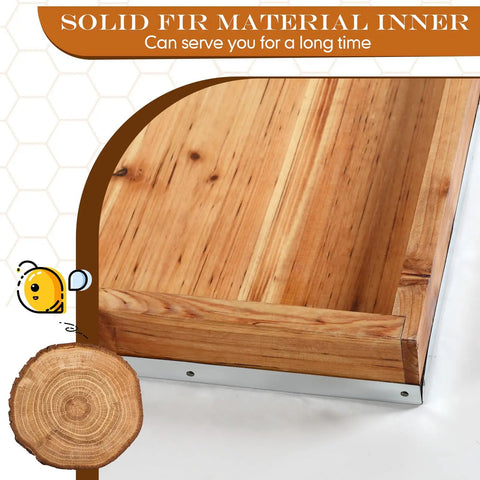 Close-up of wooden core detail in Two Pack Telescoping Bee Hive Cover for 10 Frame Hives with metal edge