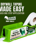 TapeBuddy Drywall Taping Tool For Faster Mud Application, DIYers friendly tape dispenser with roll, green color