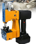 Handheld Portable Bag Sewing Machine For Farms And Logistics Sites With 2 Thread Spools, Battery Powered Woven Sac Sealer side view.