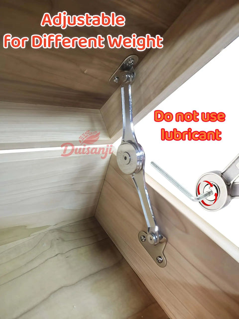 Soft Close Lid Stay Hinges For Toy Boxes And Chests, Adjustable 75 To 90 Degrees, shown inside wooden box
