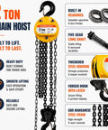 2 ton chain hoist with thickened steel housing, forged hook, and G80 manganese steel chain for reliable lifting.