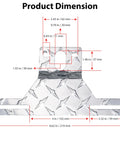 Beefy Universal Two Pack Trailer License Plate Bracket Frame dimensions with rustproof aluminum detail for RVs and trailers.
