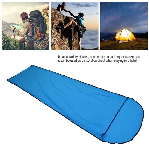 Versatile Sleeping Liner For Camping And Backpacking, Lightweight And Cozy, Skin Friendly And Breathable, Blue spread out