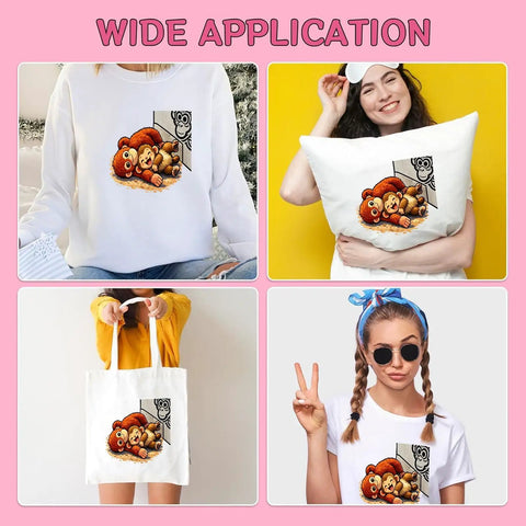 Six Pack Dope Cute Baby Monkey Punchs Team DTF Transfers on clothing items like shirts and bags
