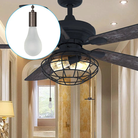 Beaded Ball Ceiling Fan Pull Chain Set With Zinc Alloy Bead Extenders And Connectors Includes Four Pendant Chains Two 36 Inch Extensions Eight Extra Connectors Easy Install Rust Proof Oil Rubbed Bronze in living room setting.